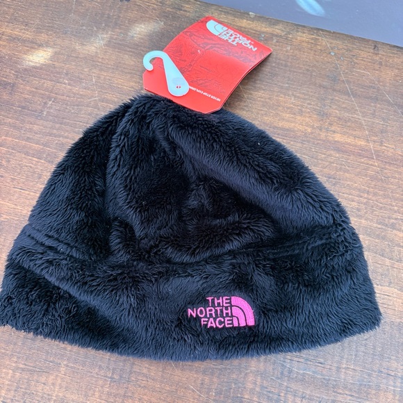 The North Face Other - 💙($25) The North Face NWT Medium Black Fleece Hat with Pink Logo